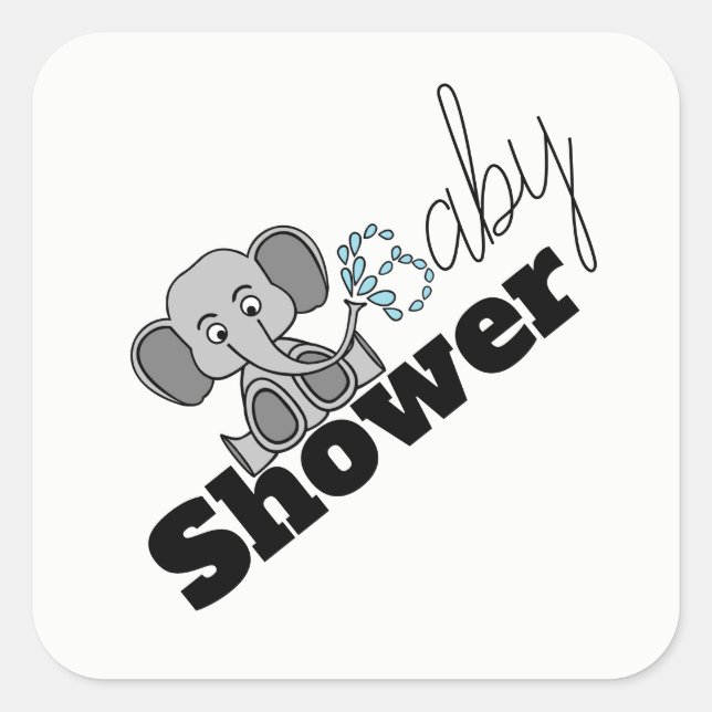 Sweet Baby Elephant, Baby Shower Square Sticker (Front)