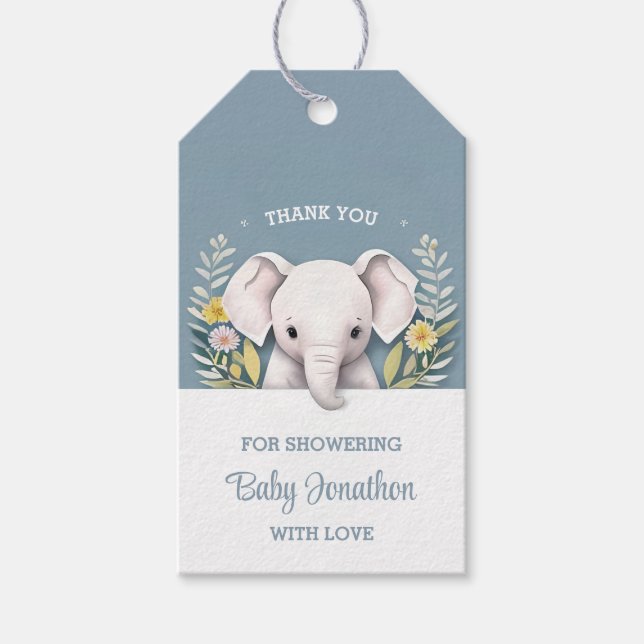 Sweet Baby Elephant Gift Tags (Front)