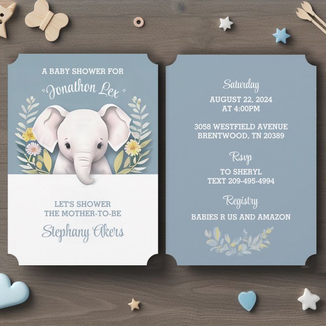 Sweet Baby Elephant Invitation (Creator Uploaded)