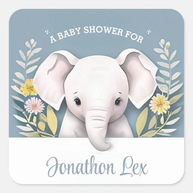 Sweet Baby Elephant Square Sticker (Front)