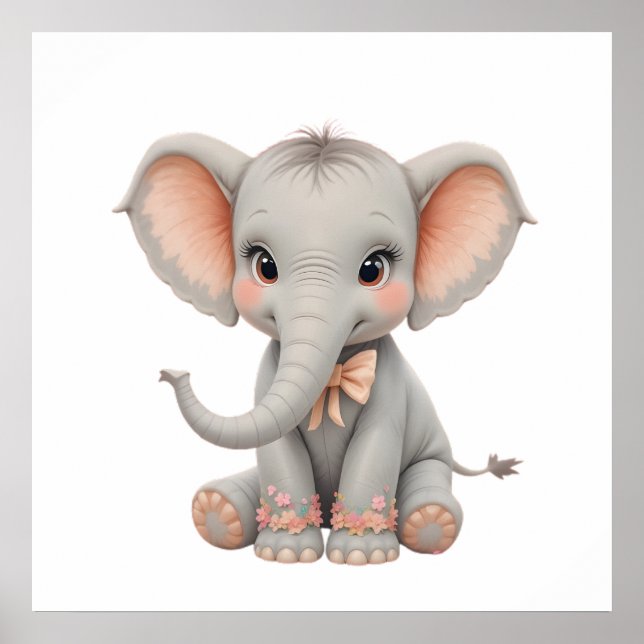 Sweet Baby Elephant Wall Art – Nursery Poster  (Front)