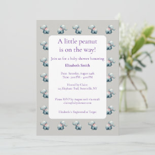 Sweet baby elephants newborn gift baby shower invitation