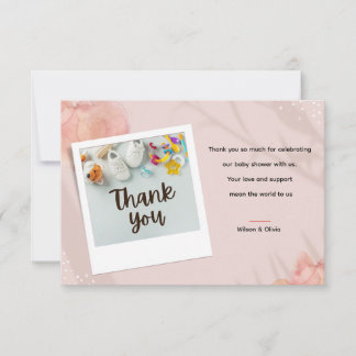 Sweet Baby Essentials on a Soft Pastel Thank You Card