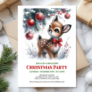 Sweet baby fawn Christmas kids invitation digital 