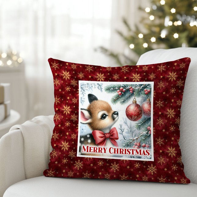 Sweet Baby Fawn Winter Scene Kids Room Decor Xmas Cushion (Sweet Baby Fawn Winter Scene Kids Room Decor Christmas Pillow

)