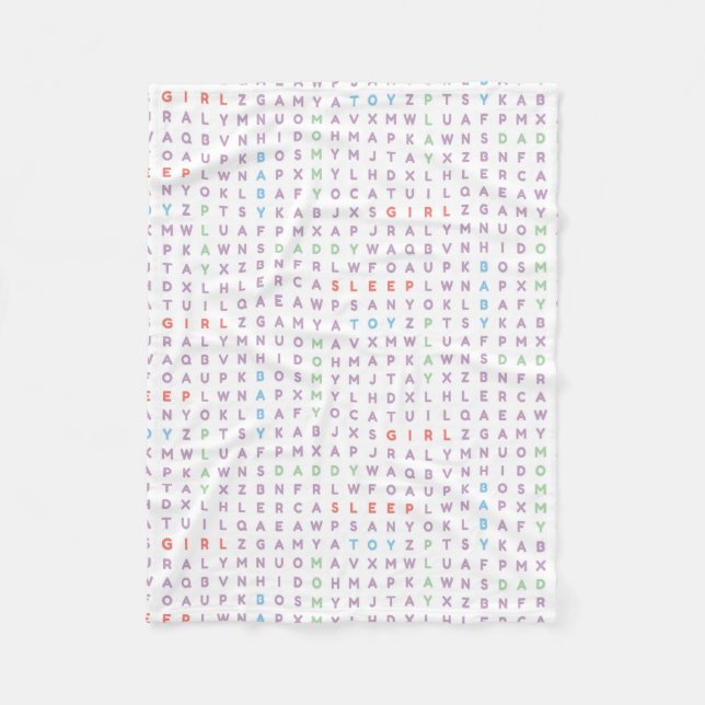 Sweet Baby Girl Alphabet ABCs Rich Warm Colours Fleece Blanket (Front)