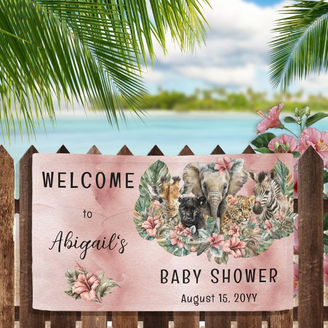 Sweet Baby Girl Animals Tropical Safari Shower Banner (Creator Uploaded)