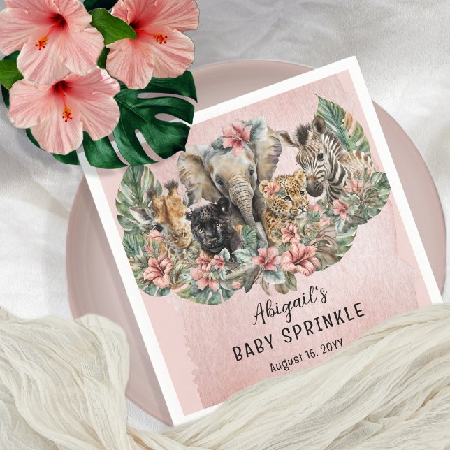 Sweet Baby Girl Animals Tropical Safari Sprinkle Napkin (Creator Uploaded)