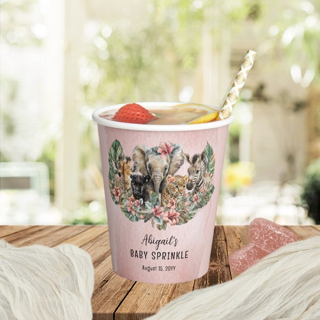 Sweet Baby Girl Animals Tropical Safari Sprinkle Paper Cups (Creator Uploaded)