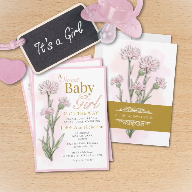 Sweet Baby Girl Baby Shower  Invitation (Creator Uploaded)
