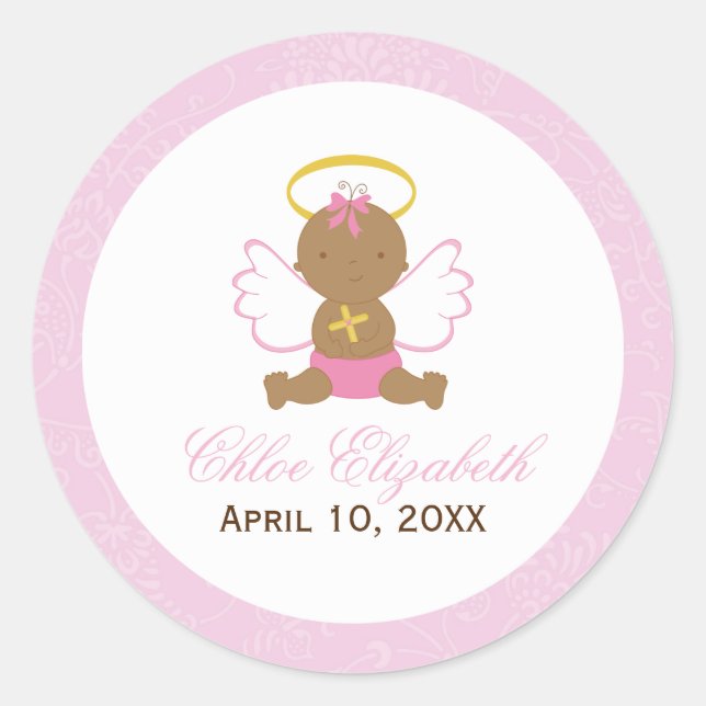 Sweet Baby Girl Baptism Classic Round Sticker (Front)