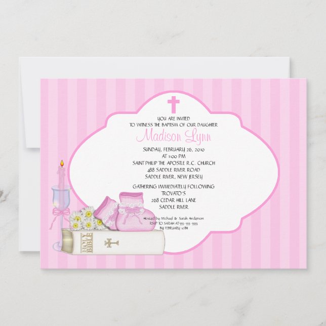 Sweet Baby Girl Baptism Inviation Invitation (Front)