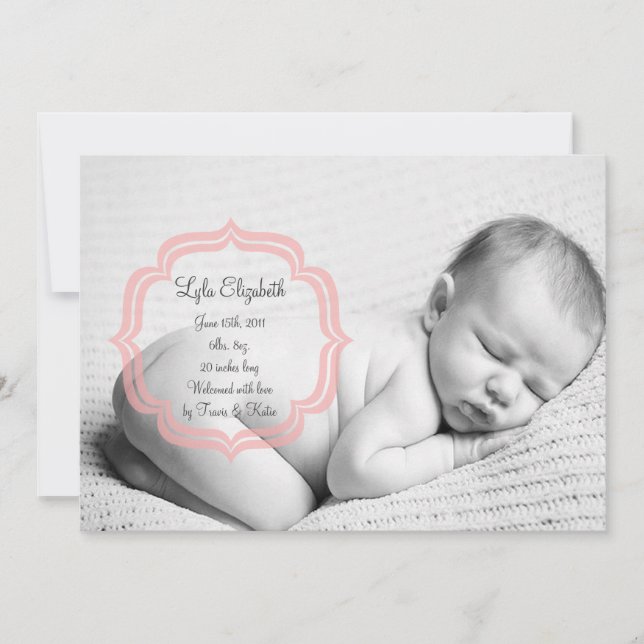Sweet Baby Girl Birth Announcement (Front)