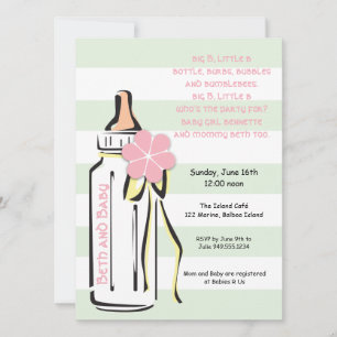 Sweet Baby Girl Bottle Shower Invitation