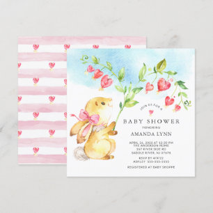 Sweet Baby Girl Bunny Baby Shower Invitation