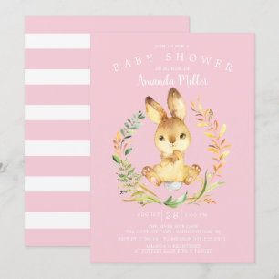 Sweet Baby Girl Bunny Baby Shower Invitation
