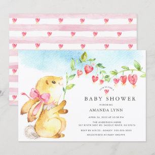 Sweet Baby Girl Bunny Baby Shower Invitation
