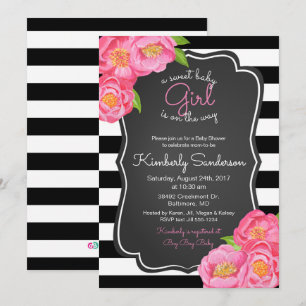 Sweet Baby Girl Chalk Floral Shower Invitation
