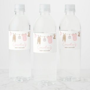Sweet Baby Girl Clothesline Baby Shower Water Bottle Label