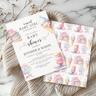 Sweet Baby Girl Cute Pastel Candy Baby Shower Invitation