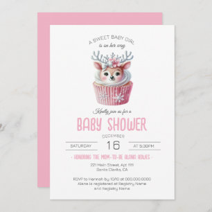 Sweet Baby Girl Is On Her Way Cupcake Baby Shower Invitation