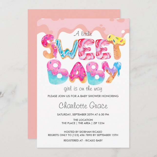 Sweet Baby Girl Is On The Way Invitation (Front/Back)