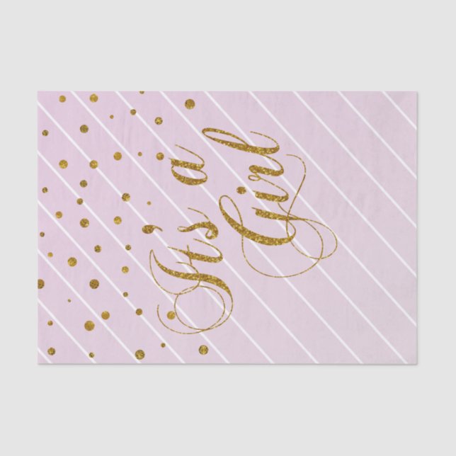 Sweet Baby Girl Pink and Gold Confetti Tissue Paper (Front)