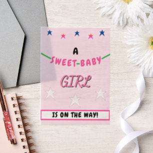 Sweet Baby Girl Pink Baby Shower Stars Vellum Invitations