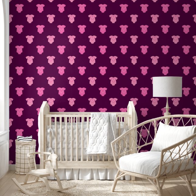 Sweet Baby Girl Pink Fashion Deep Purple Nursery Wallpaper (Kids)