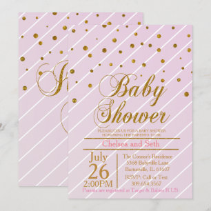 Sweet Baby Girl Pink & Gold Confetti   Baby Shower Invitation
