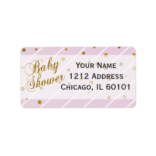 Sweet Baby Girl Pink & Gold Confetti Baby Shower Label