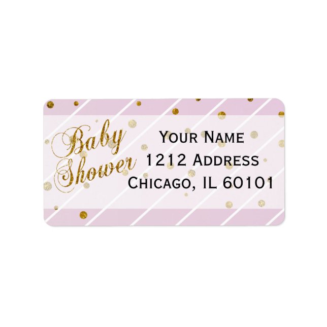 Sweet Baby Girl Pink & Gold Confetti | Baby Shower Label (Front)