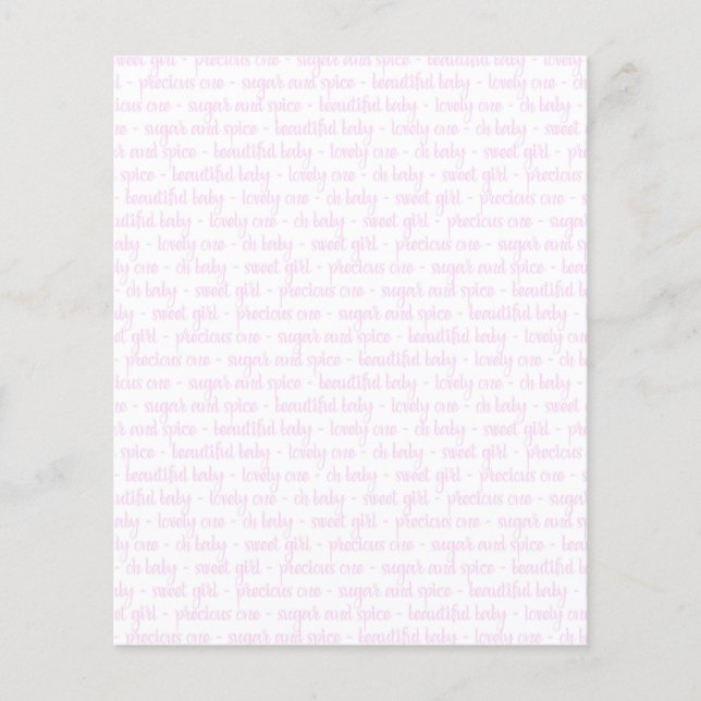 Sweet Baby Girl Pink Scrapbook Paper (Front)