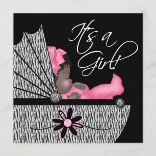 Sweet Baby Girl Pink Zebra Baby Shower Invitation