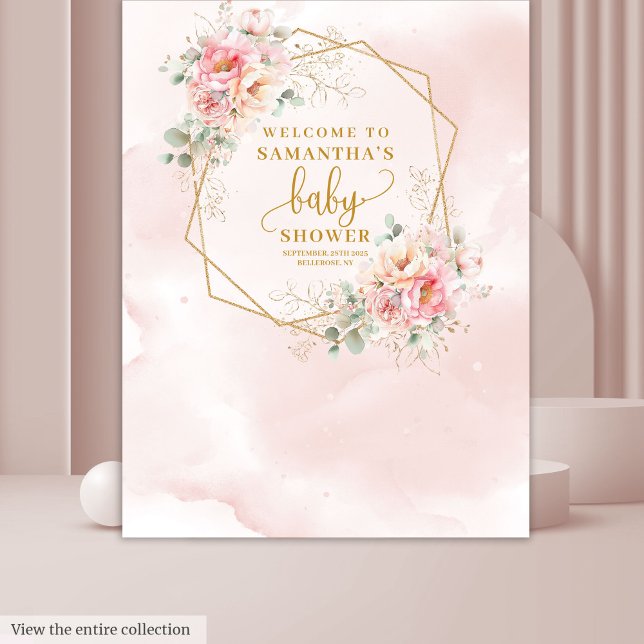 Sweet Baby Girl powder pink gold peonies backdrop Tapestry (Sweet Baby Girl powder pink gold peonies backdrop

)