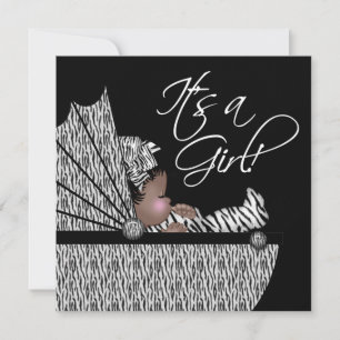Sweet Baby Girl Zebra Baby Shower Invitation