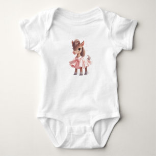 Sweet Baby Horse Foal with Dress Bodysuit