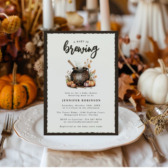 Sweet Baby Is Brewing Halloween Baby Shower Invitation (Creator Uploaded)
