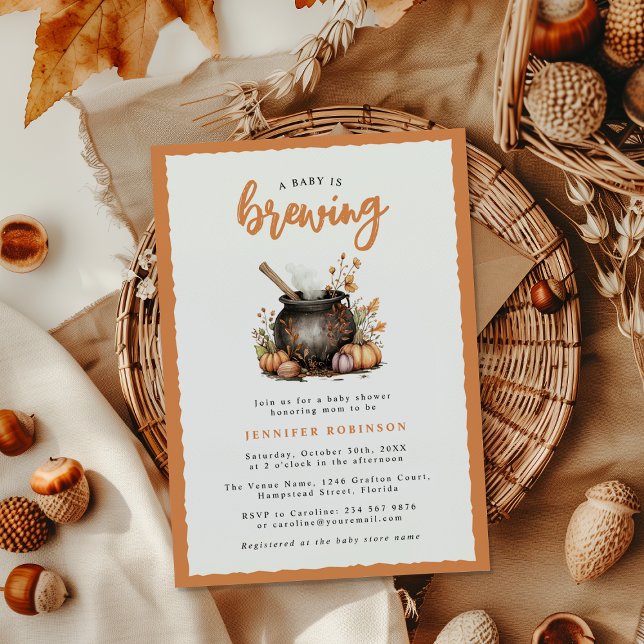Sweet Baby Is Brewing Halloween Baby Shower Invitation (Creator Uploaded)