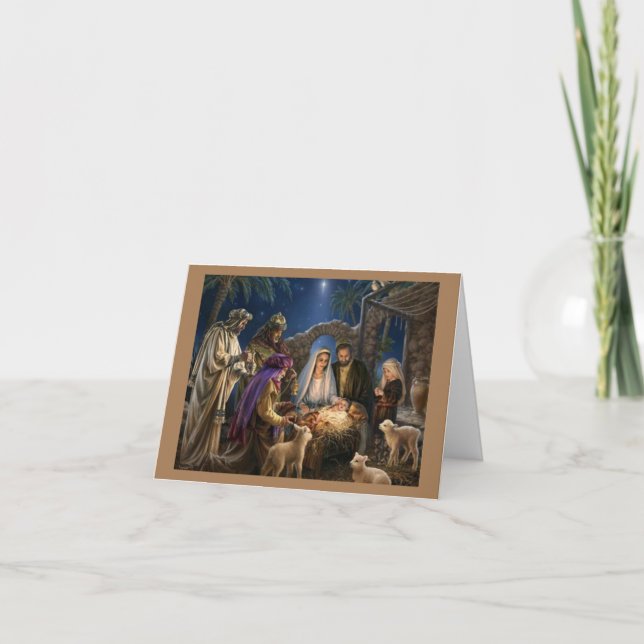 Sweet Baby Jesus Nativity Scene Holiday Card (Front)