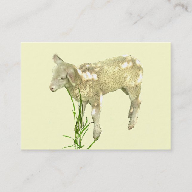 Sweet Baby Lamb on Yellow ATC Card (Front)