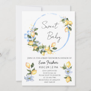 Sweet Baby Lemon Baby Shower Invitation