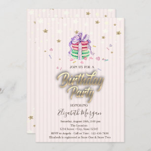 Sweet Baby Macarons Stars Birthday Party Invitation