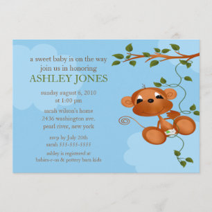Sweet Baby Monkey Baby Shower Invitation