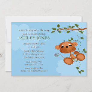 Sweet Baby Monkey Baby Shower Invitation