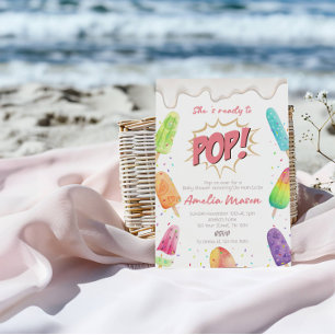 Sweet Baby on the Way   Ice Cream Pop Baby Shower  Invitation
