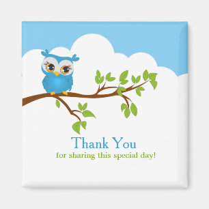 Sweet Baby Owl Boy Thank You Magnet