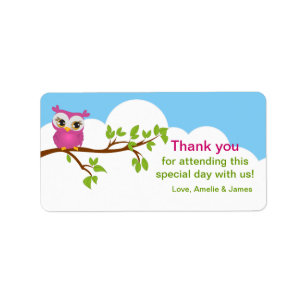 Sweet Baby Owl Girl Favor Label