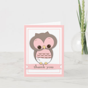 Sweet Baby Owl Girl Thank You Card