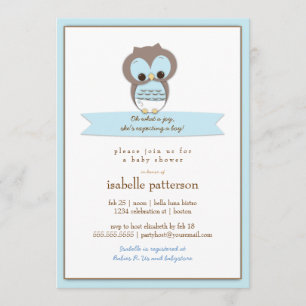 Sweet Baby Owl It's a Boy Baby Shower Invitation